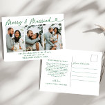 Modernes Mercosur & Verheiratetes Hochzeitssommer  Feiertagspostkarte<br><div class="desc">Senden Sie feierliche Feiertage mit unserer Modern Merry & Verheiratete Wedding Foto Weihnachtskarte! Mit einem hochgeehrten Foto und der fröhlichen, fröhlichen und Verheirateten Botschaft in schlanker, moderner Typografie, vereint diese Postkarte die Wärme Ihrer ersten Urlaubssaison als Neuvermählte. Das gepflegte, elegante Design verleiht Ihrem Foto ein Glanz und schafft so einen...</div>