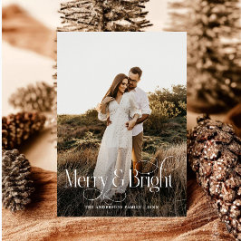 Modernes Merry & Bright Foto kariert Tartan Feiertagskarte