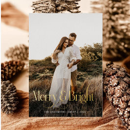 Modernes Merry & Bright Foto kariert Tartan Folien Feiertagskarte