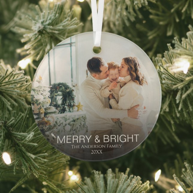 Modernes Merry & Bright Stilvolles Foto Ornament Aus Glas (InSitu)