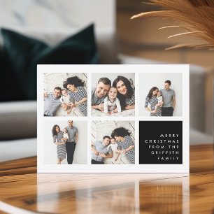 Modernes Merry   Weihnachtsfoto-Collage Card Feiertagskarte