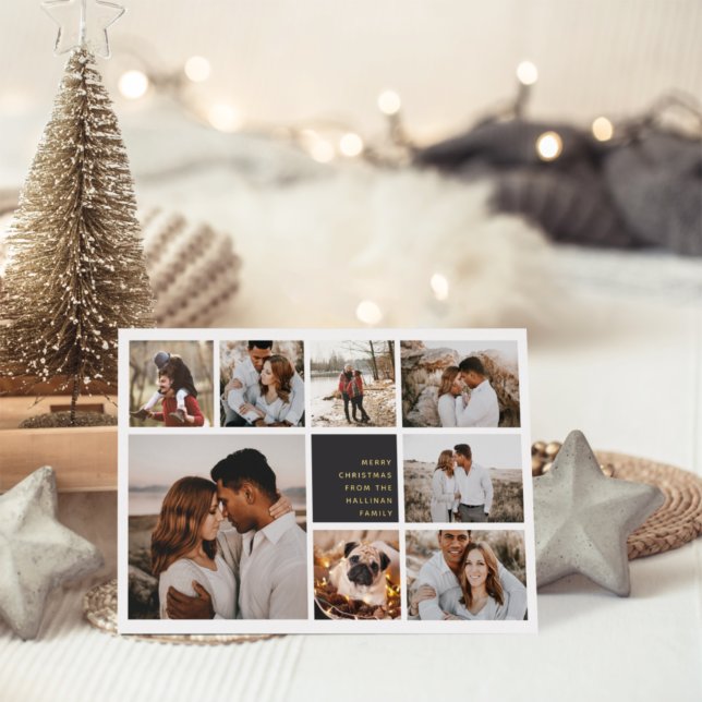 Modernes Merry | Weihnachtsfoto Collage Folien Feiertagskarte (Von Creator hochgeladen)