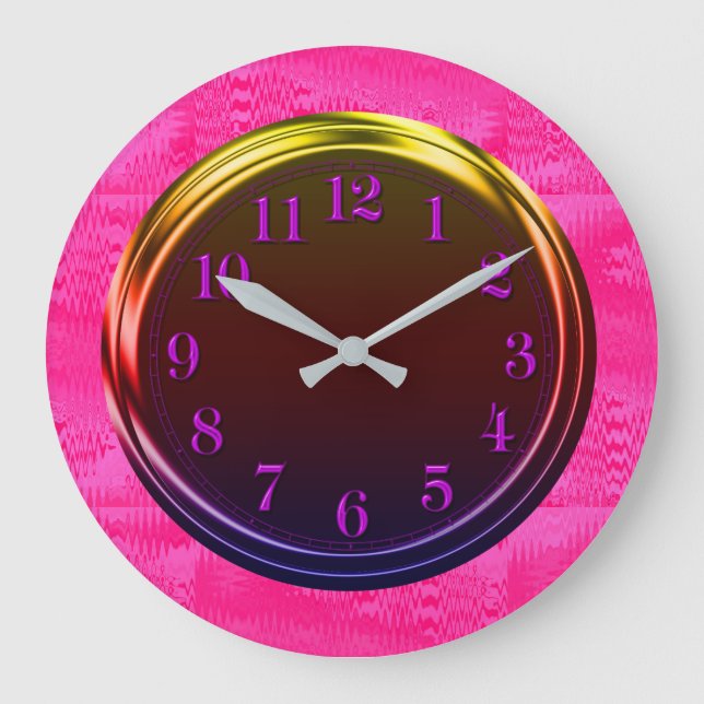 Modernes Metall, Neonglühen, einzigartig, Große Wanduhr (Vorderseite)