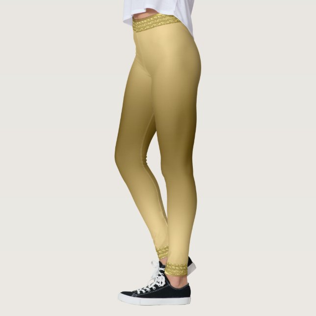 Modernes Metallgold an der Grenze Leggings (Links)