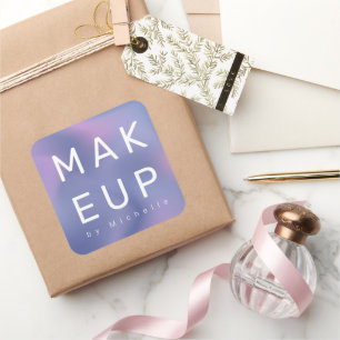 Modernes Metallic Ombre Makeup Artist Monogram Quadratischer Aufkleber