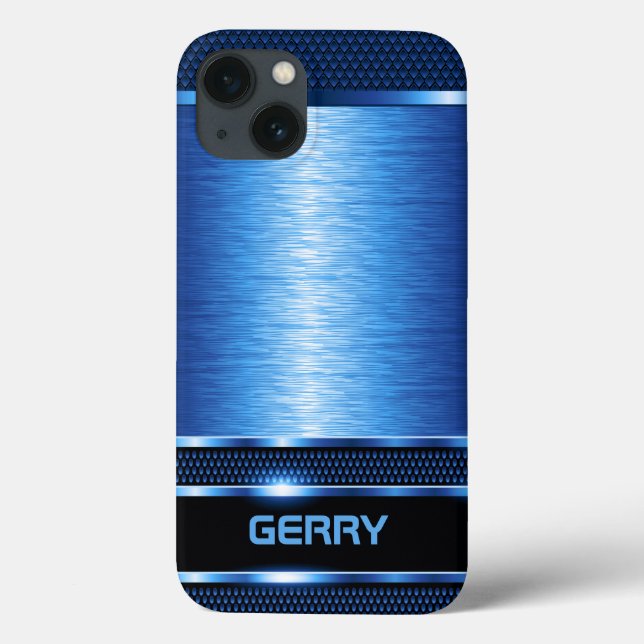 Modernes, metallisch blau geometrisches Design Gep Case-Mate iPhone Hülle (Rückseite)