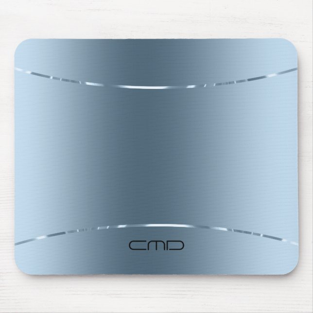 Modernes, metallisch blaues Edelstahl-Aussehen Mousepad (Vorne)