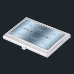 Modernes, metallisch blaues Edelstahl-Aussehen Visitenkarten Dose<br><div class="desc">Modernes,  einfaches,  minimalistisches Bild eines blauen metallischen Hintergrunds aus Edelstahl mit einem glänzenden blauen Akzent.</div>