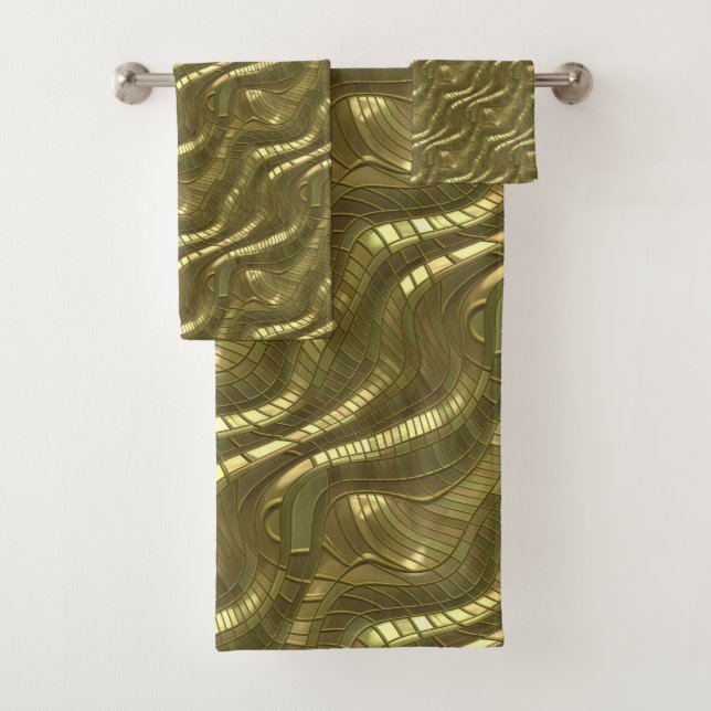 Modernes Metallisches Gold Badhandtuch Set (Insitu)