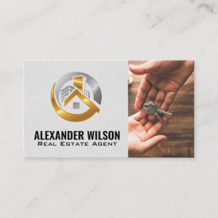 Modernes Metallisches Real-Anwesen-Logo Visitenkarte