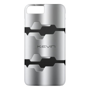 Modernes metallisches Silber- und Schwarz-Geometri Case-Mate iPhone Hülle