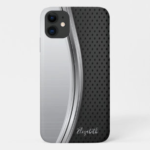 Modernes metallisches Silberschwarz Case-Mate iPhone Hülle