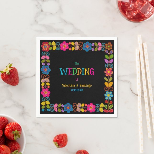Modernes mexikanisches Hochzeitspapier Serviette (Beispiel)