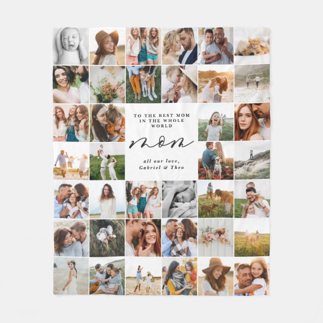 Modernes Mindest-Multi-Foto-Script-Mama-Geschenk Fleecedecke (Vorderseite)