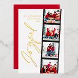 Modernes Mindest-Script-Multi-Foto Weihnachtsretro Folien Feiertagskarte<br><div class="desc">Modernes,  minimales Drehbuch Multi-Foto Weihnachts Retro-Design. Elegantes,  echtes Gold,  Silber und Rose Goldfolie-Design.</div>