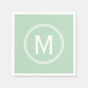 Modernes Mini Green Custom Round Gerahmt Monogram Serviette