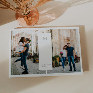 Modernes Minimal 3 Foto Monogramm Hochzeit Gästebuch