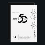 Modernes Minimal | 50. Gala Save the Date<br><div class="desc">Diese Save the Date minimale Karte enthält "Save the Date" in einem schönen, frei-spirituellen Skript, das in jede beliebige Farbe geändert werden kann. Auch die Hintergrundfarbe kann personalisiert sein. Diese professionell gestalteten Karten sind schnell anpassbar. Fügen Sie diesem Design Ihre benutzerdefinierte Formulierung hinzu, indem Sie die Felder "Diese Designvorlage bearbeiten"...</div>