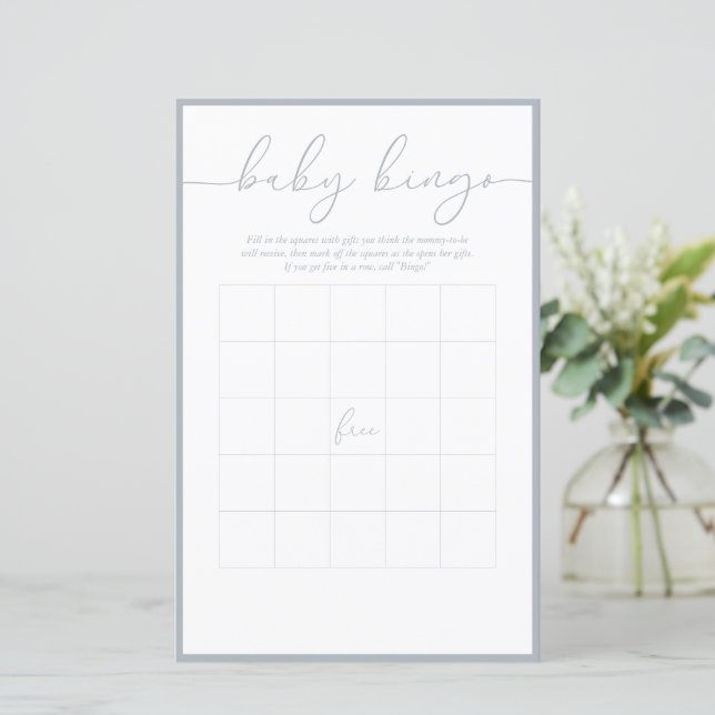 Modernes Minimal | Baby Bingo Game Card (Stehend Vorderseite)