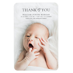 Modernes Minimal Baby Foto Vielen Dank für Ihr Ges Magnet