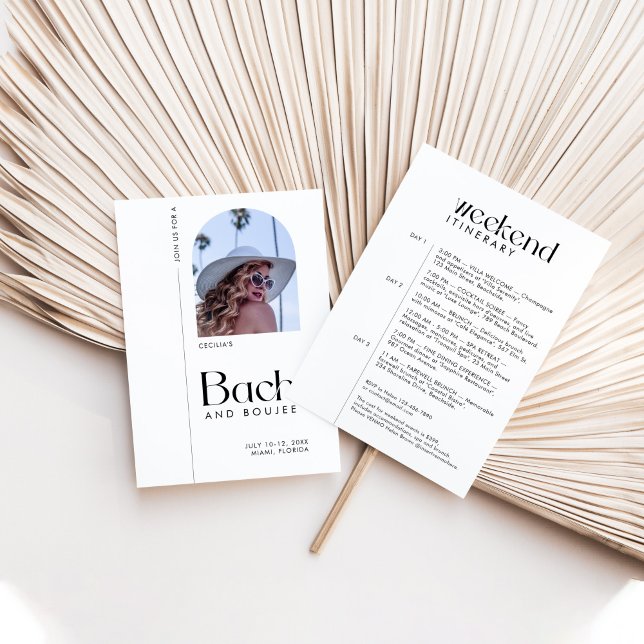 Modernes Minimal "Bach & Boujee" Bachelorette Foto Einladung (Von Creator hochgeladen)