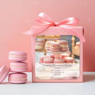 Modernes Minimal-Bäckerei nach Maß Foto Quadratischer Aufkleber