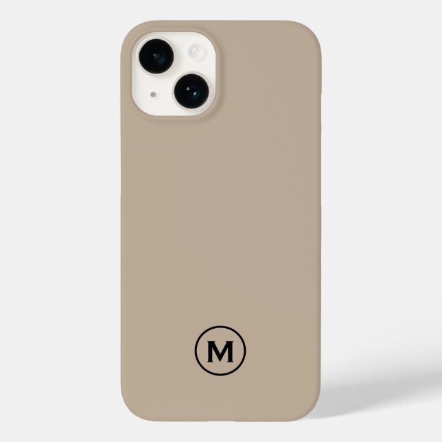 Modernes Minimal-Beige Monogramm Case-Mate iPhone 14 Hülle (Rückseite)