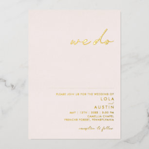 Modernes Minimal   Blush and Gold wir Hochzeit ech Folieneinladung