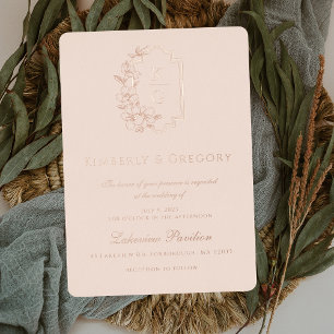 Modernes Minimal Blush Rose Gold Wedding Folieneinladung