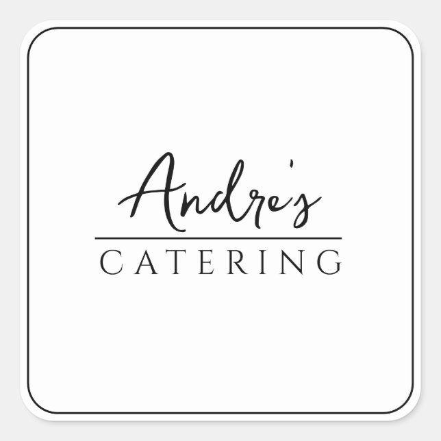 Modernes Minimal Catering Kulinarisches Etikett Quadratischer Aufkleber (Vorderseite)