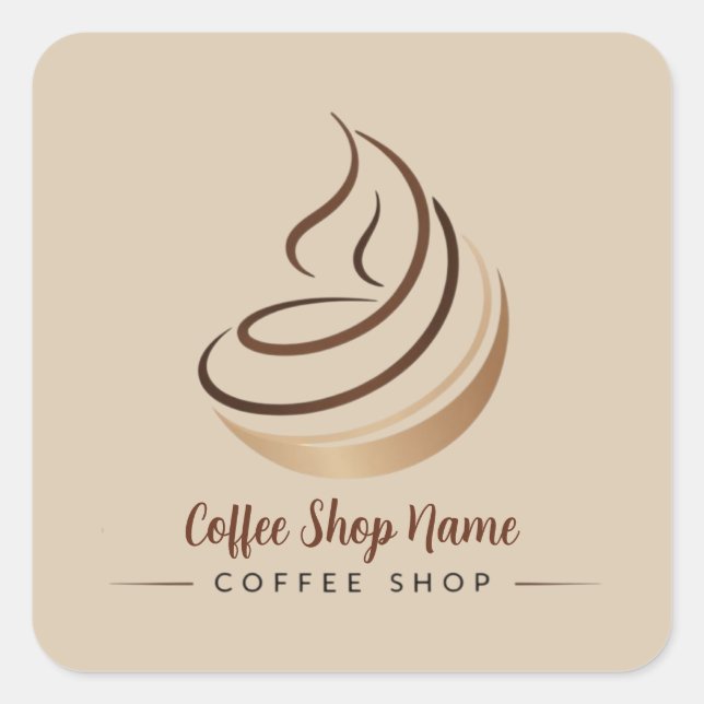 Modernes Minimal Coffee Shop beruflich Quadratischer Aufkleber (Vorderseite)