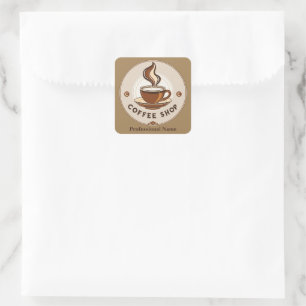 Modernes Minimal Coffee Shop beruflich Quadratischer Aufkleber