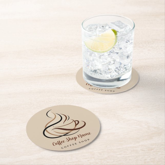 Modernes Minimal Coffee Shop beruflich Runder Pappuntersetzer (Vor Ort)