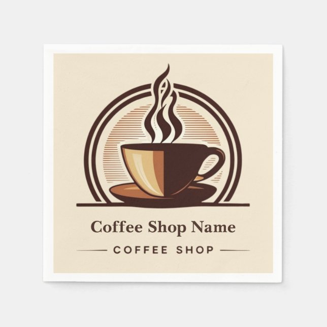 Modernes Minimal Coffee Shop beruflich Serviette (Vorderseite)