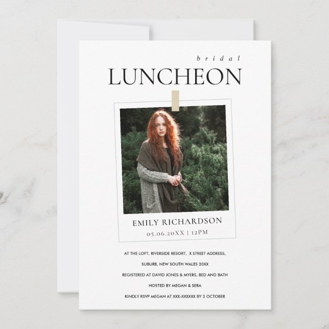 MODERNES MINIMAL-CUSTOM-FOTO BRIDAL LUNCHEON EINLA DANKESKARTE (Vorderseite)