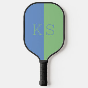 Modernes Minimal Dusty Blue Green Monogram Pickleball Schläger
