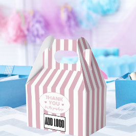 Modernes Minimal Dusty Pink Stripes Business-Logo Geschenkschachtel