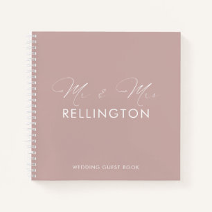 Modernes Minimal Dusty Rose Wedding Guest Book Notizbuch