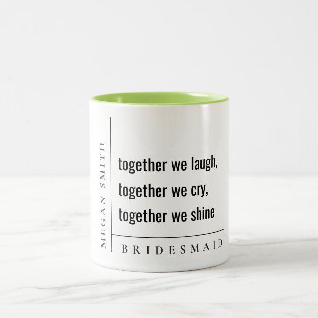 Modernes Minimal einfach zusammen Bridesmaid Gesch Zweifarbige Tasse (Mittel)