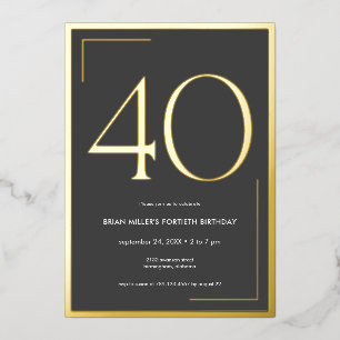 Modernes Minimal Elegant Fortieth Birthday Folieneinladung
