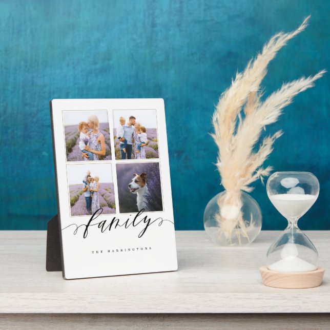 Modernes Minimal Elegante Familie Foto Collage Gri Fotoplatte (Seite)