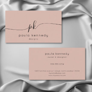 Modernes Minimal elegantes Blush Monogramm Visitenkarte