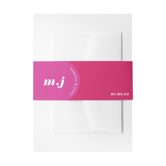 Modernes Minimal fett rosa Retro Arch fett Monogra Einladungsbanderole (Vorderseite Beispiel)