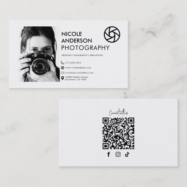 Modernes Minimal-Foto für Fotografie an der Front Visitenkarte (Vorne/Hinten)