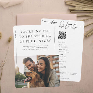 Modernes Minimal Foto-Hochzeitdetails & Einladung