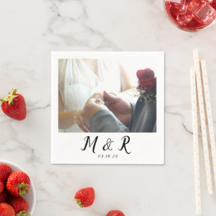 Modernes Minimal-Foto-Hochzeitslogo Serviette