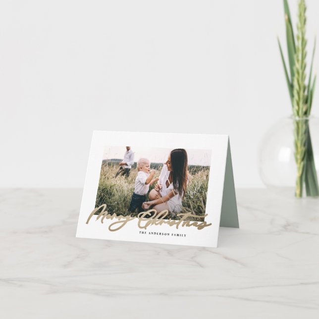 Modernes Minimal-Foto Weihnachtsgeschenk Feiertagskarte (Vorderseite)