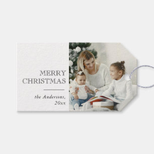 Modernes Minimal frohe Weihnachtsfamilie Foto Geschenkanhänger