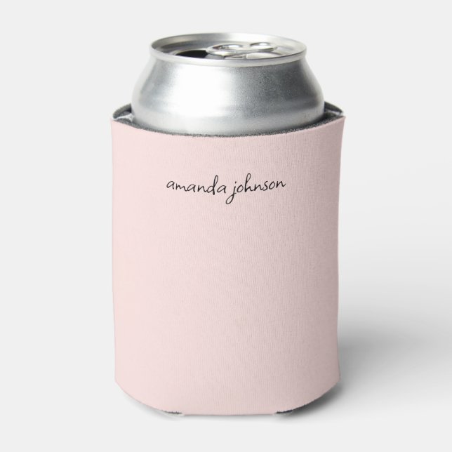 Modernes Minimal Girly Light Pink Monogramm Dosenkühler (Kanne Vorderseite)