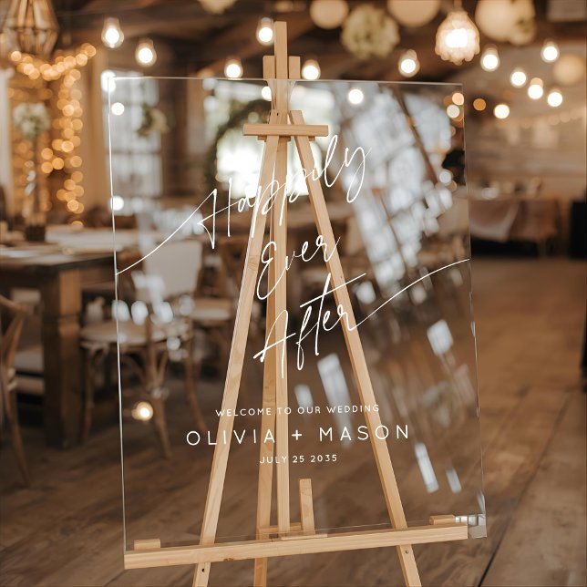 Modernes Minimal glücklich je nach Hochzeit Willko Acrylschild (Von Creator hochgeladen)